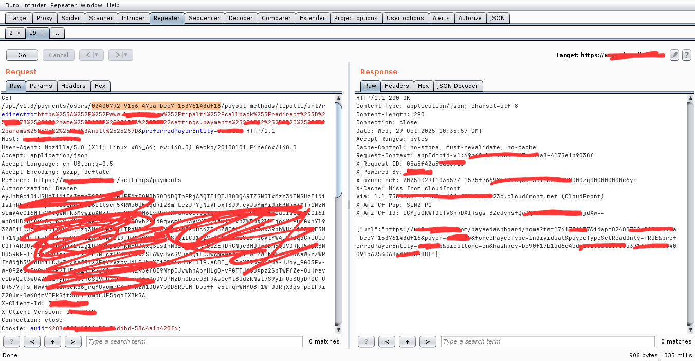GET request to payments